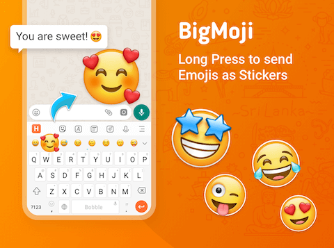 Long press to send BigMoji as Stickers