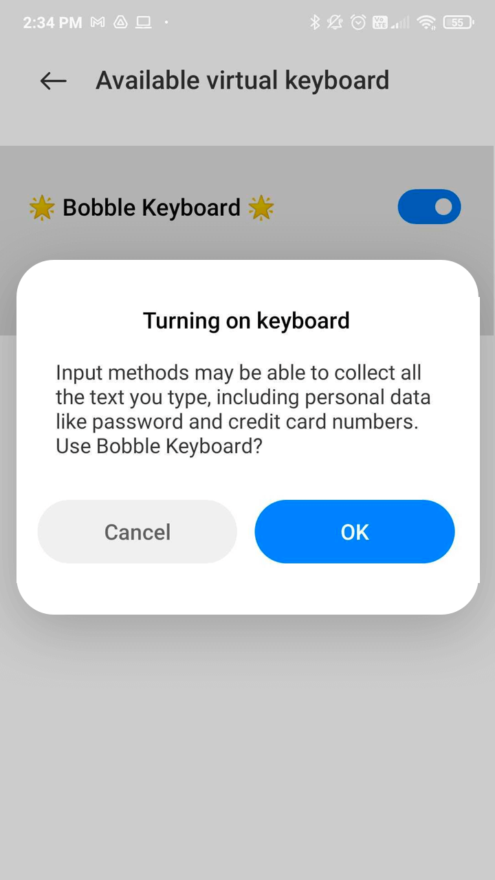 android warning - Marathi Keyboard